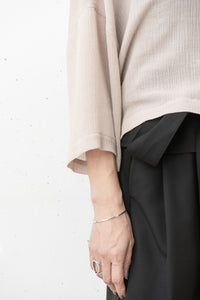 tous les deux ensemble/Striped Crepe cropped Shirt