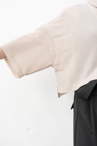 tous les deux ensemble/Striped Crepe cropped Shirt