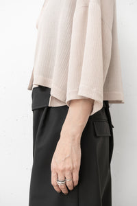 tous les deux ensemble/Striped Crepe cropped Shirt