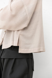 tous les deux ensemble/Striped Crepe cropped Shirt