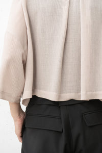 tous les deux ensemble/Striped Crepe cropped Shirt