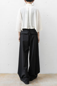 tous les deux ensemble/Striped Crepe cropped Shirt