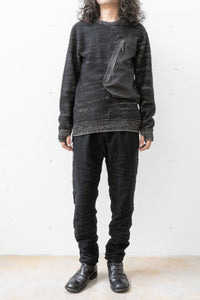 taichimurakami/"DISPLACEMENT" CREWNECK POCKET SWEATER W/Z BLACK POCKET