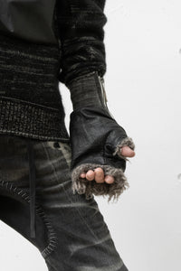 taichimurakami/"OTHERS"open finger leather glove w/M.CASHMERE fur