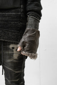 taichimurakami/"OTHERS"open finger leather glove w/M.CASHMERE fur