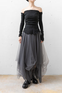 MARC LE BIHAN/3-LAYER CUT OFF SKIRT