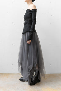 MARC LE BIHAN/3-LAYER CUT OFF SKIRT