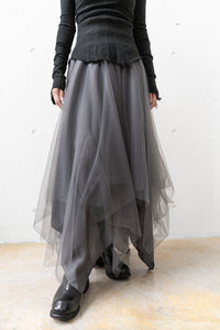 MARC LE BIHAN/3-LAYER CUT OFF SKIRT