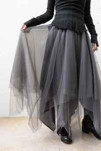 MARC LE BIHAN/3-LAYER CUT OFF SKIRT