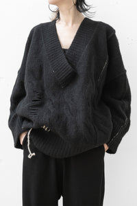 ISABEL BENENATO/Yak V-neck oversize jumper