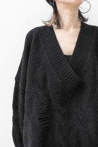 ISABEL BENENENATO/Yak Pull oversize à col en V