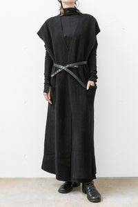 ISABEL BENENATO/Yak long vest with leather belt