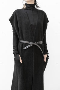 ISABEL BENENATO/Yak gilet long avec ceinture en cuir