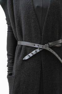 ISABEL BENENATO/Yak gilet long avec ceinture en cuir