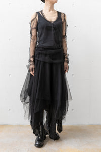 MARC LE BIHAN/OFF SHOULDER TULLE T-SHIRT