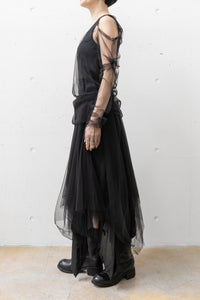 MARC LE BIHAN/OFF SHOULDER TULLE T-SHIRT