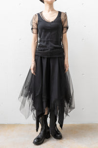 MARC LE BIHAN/SHORT SLEEVE TULLE TWIST T-SHIRT