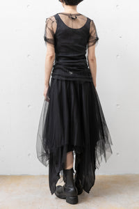 MARC LE BIHAN/SHORT SLEEVE TULLE TWIST T-SHIRT