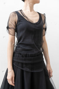 MARC LE BIHAN/SHORT SLEEVE TULLE TWIST T-SHIRT