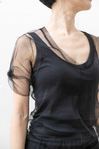 MARC LE BIHAN/SHORT SLEEVE TULLE TWIST T-SHIRT