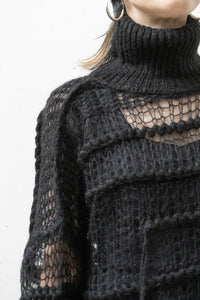 ISABEL BENENATO/Alpaca and mohair boxy turtleneck mesh jumper