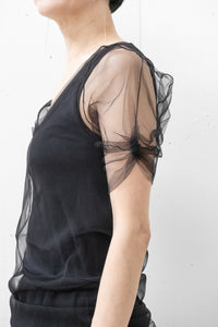 MARC LE BIHAN/SHORT SLEEVE TULLE TWIST T-SHIRT