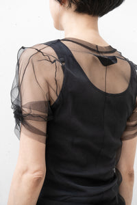 MARC LE BIHAN/SHORT SLEEVE TULLE TWIST T-SHIRT
