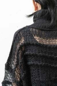 ISABEL BENENATO/Alpaca and mohair boxy turtleneck mesh jumper