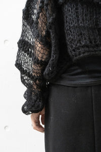 ISABEL BENENATO/Alpaca and mohair boxy turtleneck mesh jumper