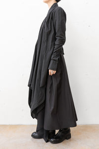 MARC LE BIHAN/PLEATED DRAPE LONG SLEEVED COTTON VOILE SHIRT