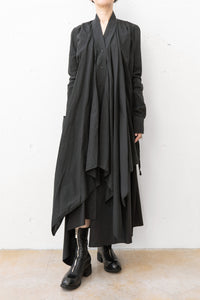 MARC LE BIHAN/PLEATED DRAPE LONG SLEEVED COTTON VOILE SHIRT