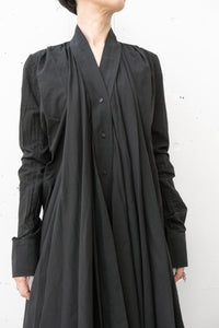 MARC LE BIHAN/PLEATED DRAPE LONG SLEEVED COTTON VOILE SHIRT