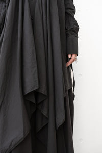 MARC LE BIHAN/PLEATED DRAPE LONG SLEEVED COTTON VOILE SHIRT
