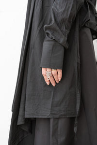 MARC LE BIHAN/PLEATED DRAPE LONG SLEEVED COTTON VOILE SHIRT
