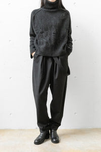 ISABEL BENENATO/Wool wide crotch pant with suspender