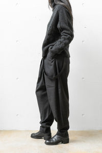 ISABEL BENENATO/Wool wide crotch pant with suspender