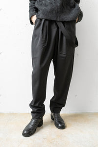 ISABEL BENENATO/Wool wide crotch pant with suspender