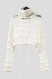 ISABEL BENENATO/Alpaca and mohair boxy turtleneck mesh jumper