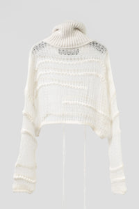 ISABEL BENENATO/Alpaca and mohair boxy turtleneck mesh jumper