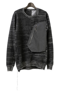 taichimurakami/"DISPLACEMENT" CREWNECK POCKET SWEATER W/Z BLACK POCKET