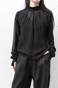 thom/krom Chiffon Shirring High Neck Shirt (Femme)