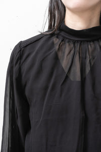 thom/krom Chiffon Shirring High Neck Shirt (Femme)