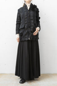 Aleksandr Manamis/条纹七分袖褶皱夹克（女装）/STRIPE 3/4 SLEEVE PLEAT JACKET (Femme)