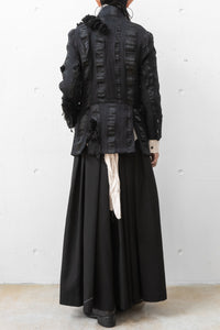 Aleksandr Manamis/条纹七分袖褶皱夹克（女装）/STRIPE 3/4 SLEEVE PLEAT JACKET (Femme)