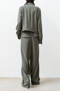 Tous les deux ensemble/Back Satin Crepe High Waist Tuck Pants