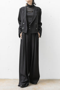 Tous les deux ensemble/Back Satin Crepe High Waist Tuck Pants