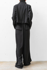 Tous les deux ensemble/Back Satin Crepe High Waist Tuck Pants