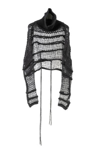 ISABEL BENENATO/Alpaca and mohair boxy turtleneck mesh jumper