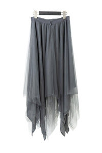MARC LE BIHAN/3-LAYER CUT OFF SKIRT
